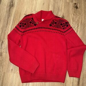 Gymboree Boys Dressed Up  Red Cowlneck Snowflake Classic Winter Sweater Sz 10/12